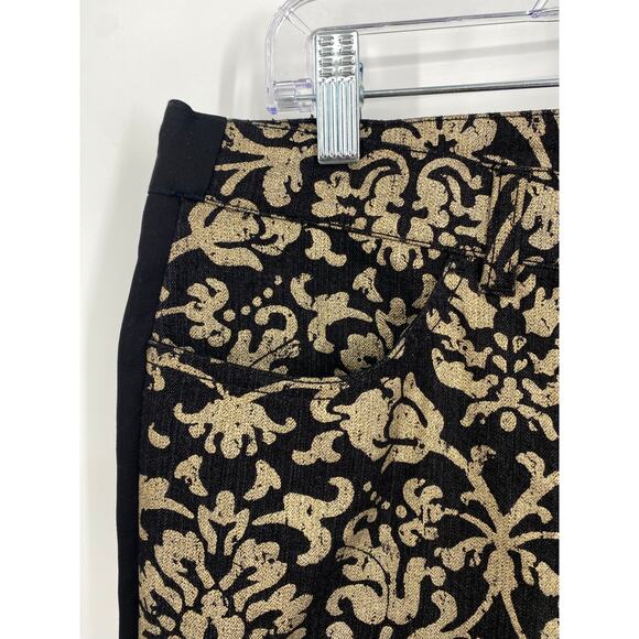 Lafayette 148 Pants Woman’s 6 Tapestry Print Luxury Black & Gold - Picture 3 of 11